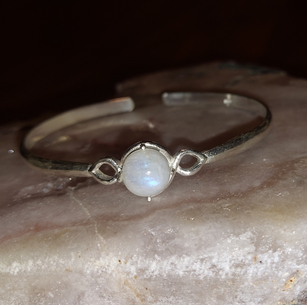 Moonstone Adjustable Bangle Bracelet - Picture 2 of 5